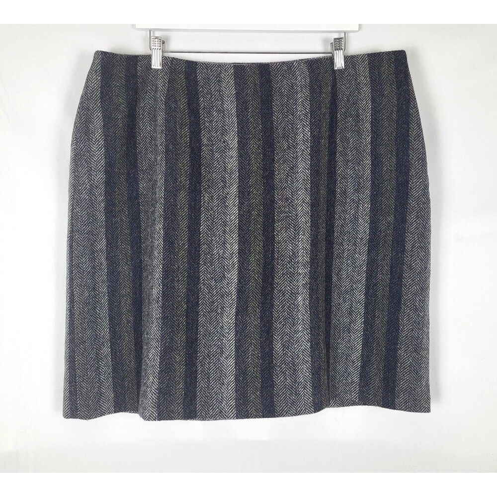 Boden British Tweed by MOON Herringbone Wool Skirt 16L 16 Long